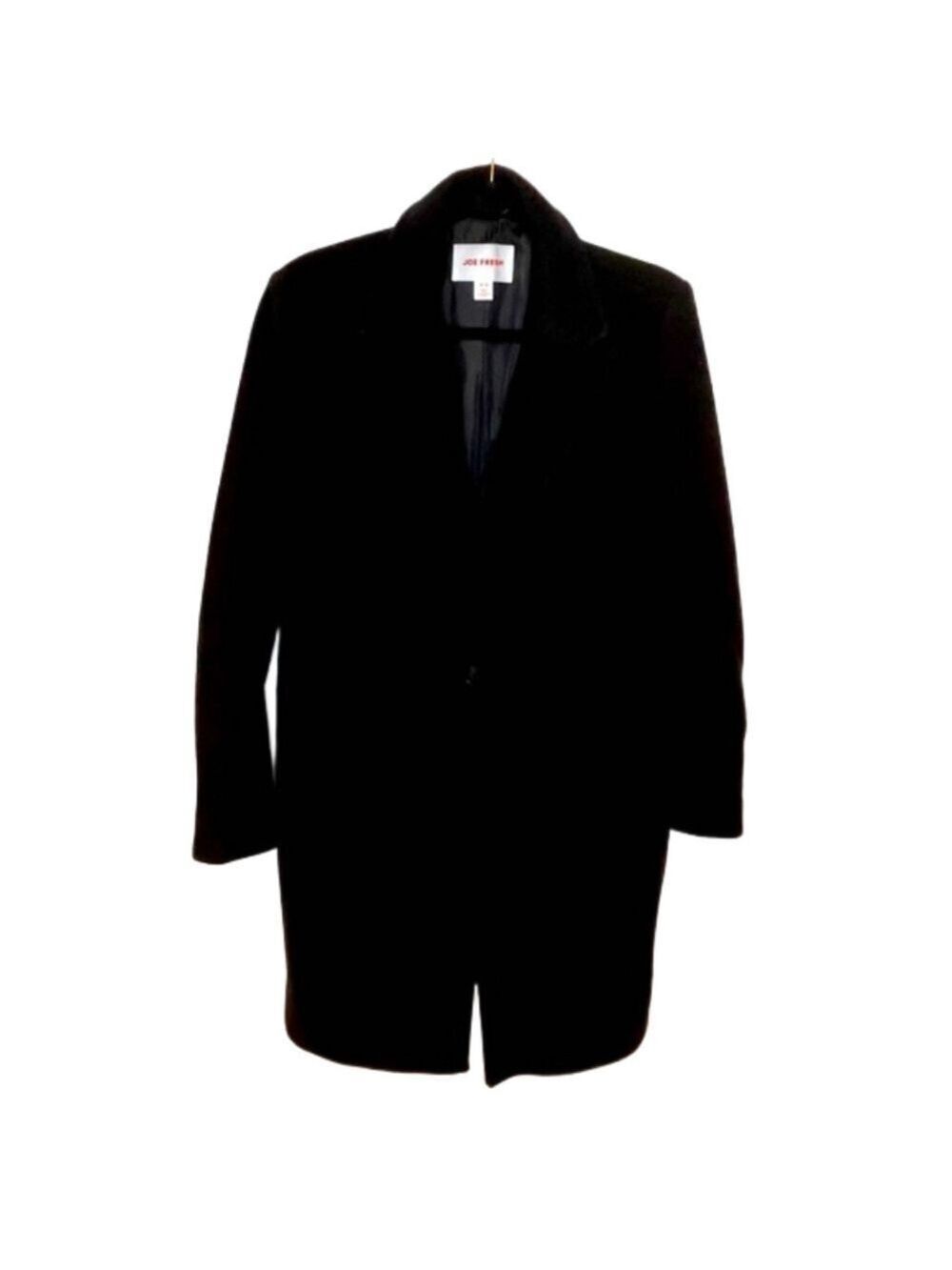 JOE FRESH Women’s Black Car Coat Pea Coat Midi Length Notched Collar Size M